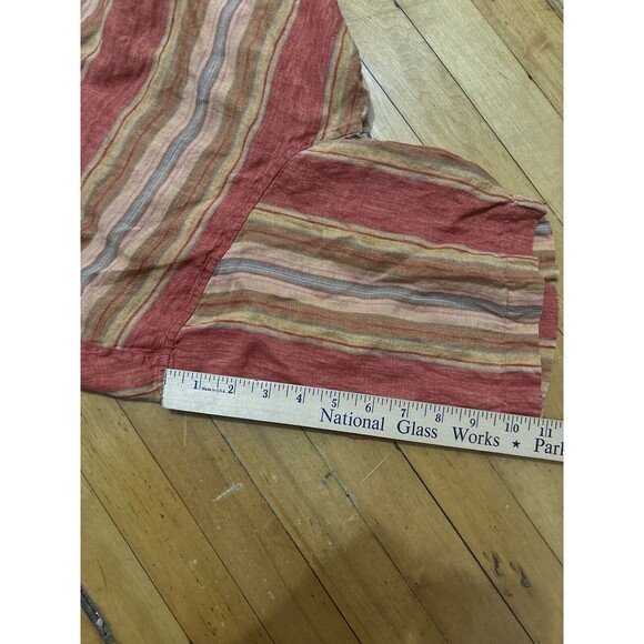 Bugatchi Uomo Striped Linen Shirt Orange Yellow Button Up Beach Party Mens L - Picture 3 of 8